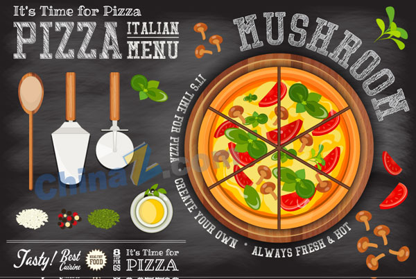 美味意大利披萨菜单设计矢量图矢量下载