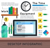 扁平化办公桌面商务信息图矢量