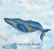 彩绘海里的布氏鲸矢量素材