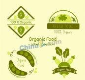 绿色有机蔬菜标签矢量素材