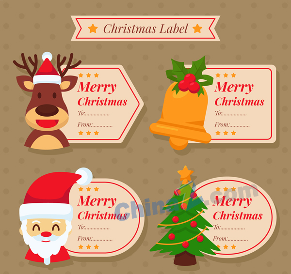 可爱圣诞节留言标签矢量素材 站长素材