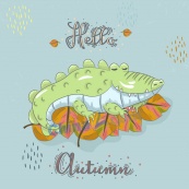 卡通小鳄鱼矢量插画设计