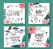 彩绘春季花朵卡片矢量素材