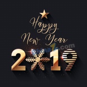 金色2019年新年艺术字矢量图