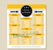黄色餐馆菜单设计矢量素材