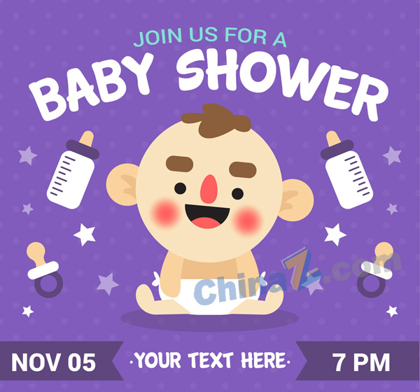 可爱婴儿迎婴派对邀海报矢量下载