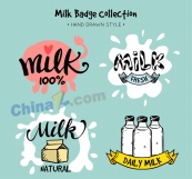 彩绘牛奶徽章矢量素材