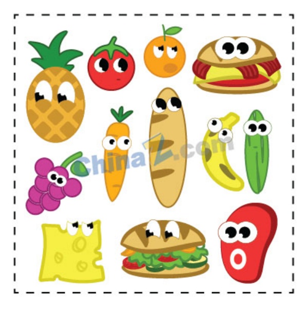 可爱卡通水果蔬菜设计素材矢量下载
