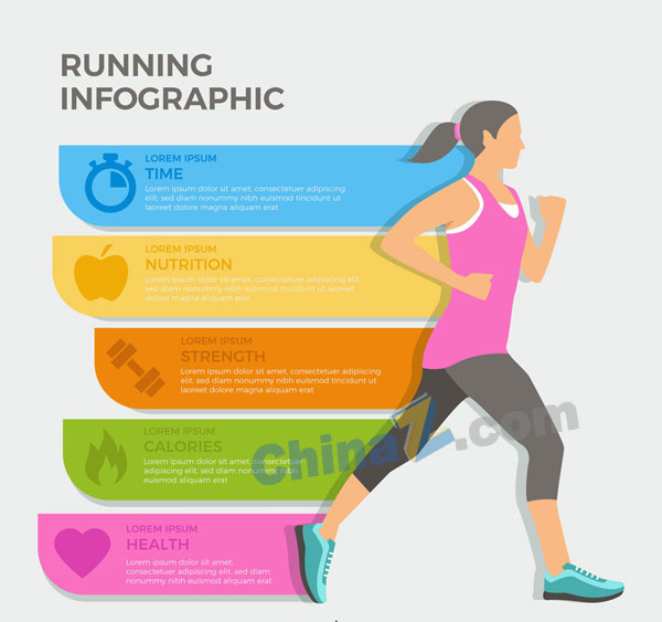 跑步健身女子信息图矢量素材矢量下载