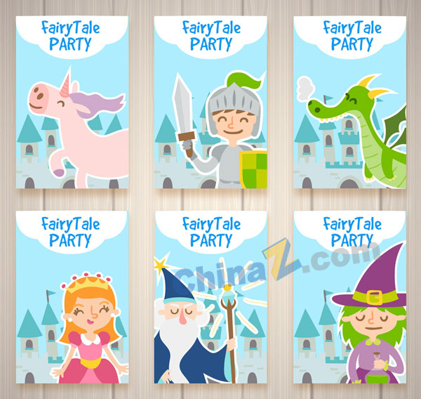 创意童话派对卡片矢量素材矢量下载