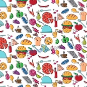 鸡腿汉堡美食小图案背景设计