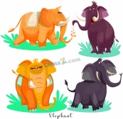 矢量动植物-卡通非洲象矢量图