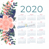 清新花卉2020年日历矢量素材