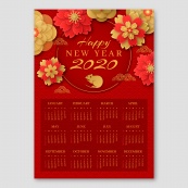 2020年鼠年快乐日历模板矢量