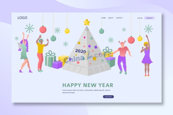2020年新年快乐网页banner设计矢量下载