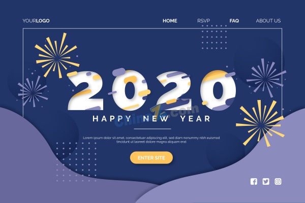 2020年新年企业网页设计模板矢量下载