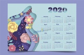 2020年桌面年历矢量模板