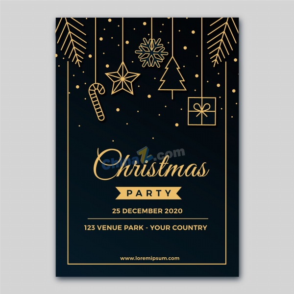 黑金风格圣诞节海报设计矢量矢量下载
