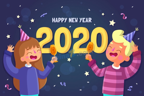 庆祝2020新年人物矢量素材矢量下载