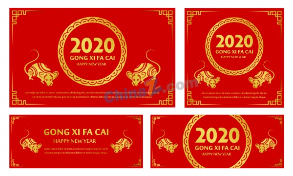 鼠年新年中国风banner设计图矢量下载