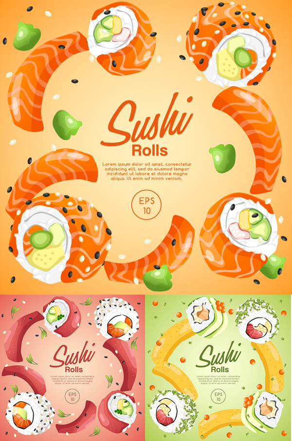 日式寿司矢量海报设计矢量下载