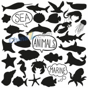 海洋动物剪影矢量素材