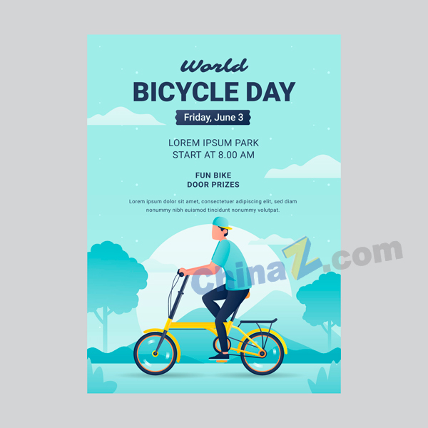 世界自行车日宣传单模板矢量下载