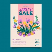 春日花卉海报矢量模板
