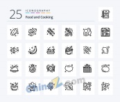 食物与烹饪线描图标