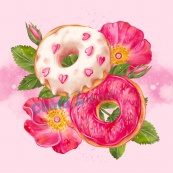 水彩甜甜圈矢量插图素材
