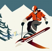 滑雪运动员矢量插画设计