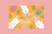 可爱复活节兔子背景矢量模板