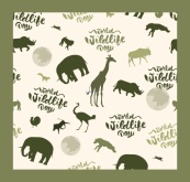 世界野生动物日剪影壁纸矢量