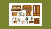 古典风格木质家具矢量设计模板