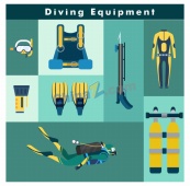 潜水设备用具矢量插图