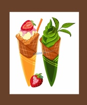 彩色水果抹茶装饰冰淇淋矢量