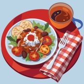 地中海风味午餐插画矢量素材