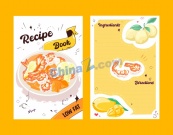 手绘低脂食谱手册插图矢量模板