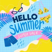 彩色鲜艳夏季促销矢量模板