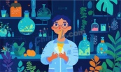 清新生物工程师实验室矢量素材