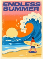 复古风格冲浪运动矢量海报