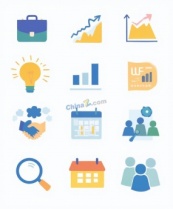 现代扁平矢量商务图标