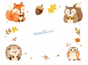 秋日森林小动物边框矢量素材