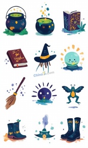 万圣节魔法元素合集矢量素材