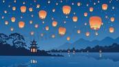 元宵节孔明灯祈福背景矢量素材