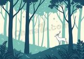 梦幻小清新森林麋鹿图矢量素材