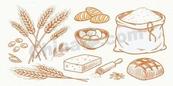 手绘烘焙面包食材合集矢量素材
