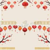 新春灯笼喜庆边框背景矢量素材