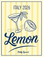 极简线条柠檬饮料海报矢量模板