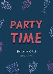 深色手绘派对海报矢量模板